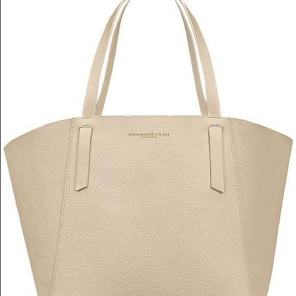 NEW Donna Karan Cashmere Collection Beige Large Tote Bag Weekender Carryall - Picture 2 of 9